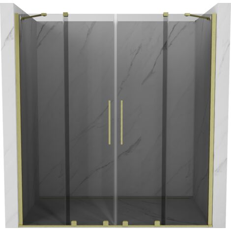 Mexen Velar Duo puertas de ducha correderas 200 cm, grafito, dorado cepillado - 871-200-000-42-55
