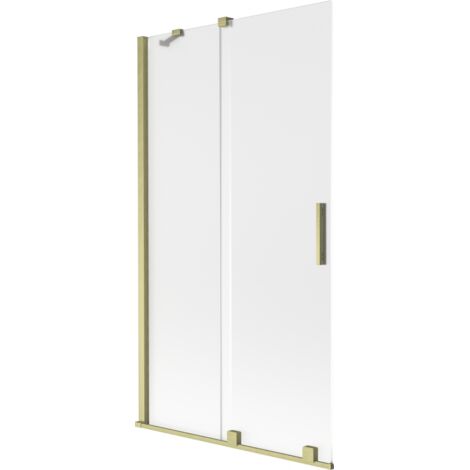 Mexen Velar Duschabtrennung 2-flügelig, verschiebbar 100 x 150 cm, mattiert, gebürstet gold - 896-100-000-31-55