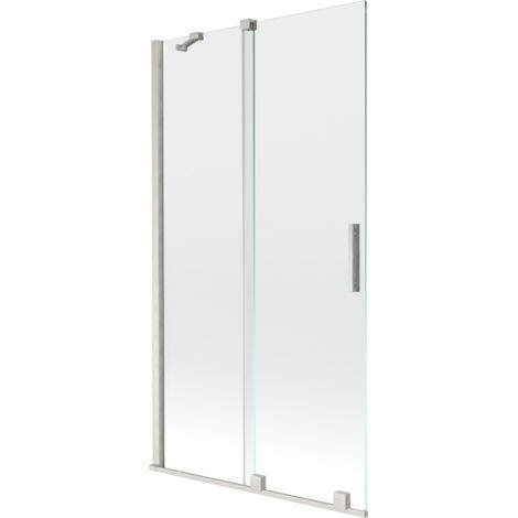 Mexen Velar Duschabtrennung 2-flügelig verschiebbar 100 x 150 cm, transparent, gebürsteter Nickel - 896-100-000-01-97