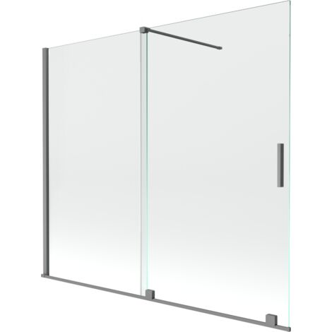 Mexen Velar Duschabtrennung 2-flügelig verschiebbar 180 x 150 cm, transparent, gun metal - 896-180-000-01-95