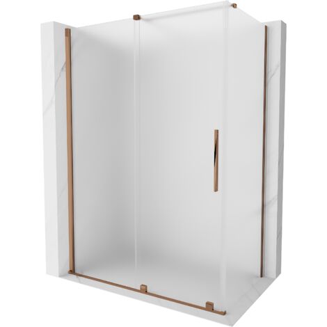 Mexen Velar Duschkabine, Schiebetür, 140 x 70 cm, Milchglas, Roségold - 871-140-070-31-55