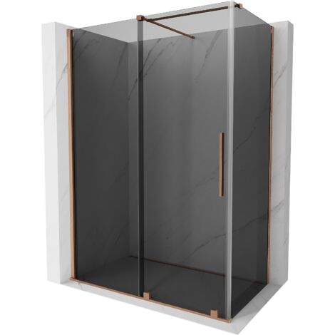 Mexen Velar Duschkabine Schiebetür 150 x 80 cm, Graphit, gebürstetes Kupfer - 871-150-080-41-65