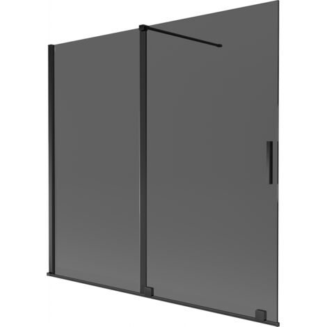 Mexen Velar Duschwand 2-flügelig verschiebbar 170 x 150 cm, Grafit, Schwarz - 896-170-000-41-70