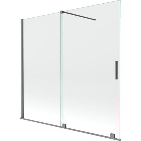 Mexen Velar Duschwand 2-flügelige Schiebetür 170 x 150 cm, transparent, Gun Metal - 896-170-000-01-95