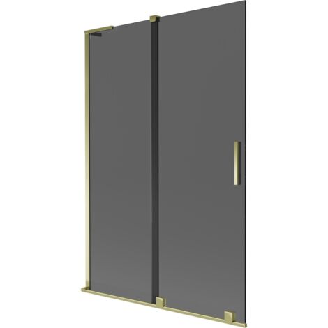 Mexen Velar L Badewannenabtrennung, 2-flügelig, 120 x 150 cm, Graphit, Gold - 896-120-003-41-50