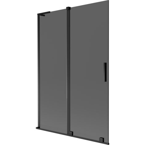 Mexen Velar L Badewannenwand 2-flügelig, verschiebbar 120 x 150 cm, graphit, schwarz - 896-120-003-41-70