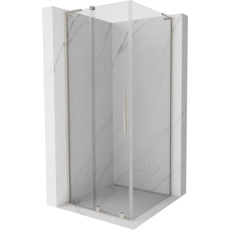 Mexen Velar L cabina de ducha corredera 90 x 90 cm, transparente, n铆quel cepillado - 871-090-090-03-97