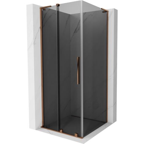 Mexen Velar L cabina doccia scorrevole 100 x 100 cm, grafite, oro rosa - 871-100-100-43-60