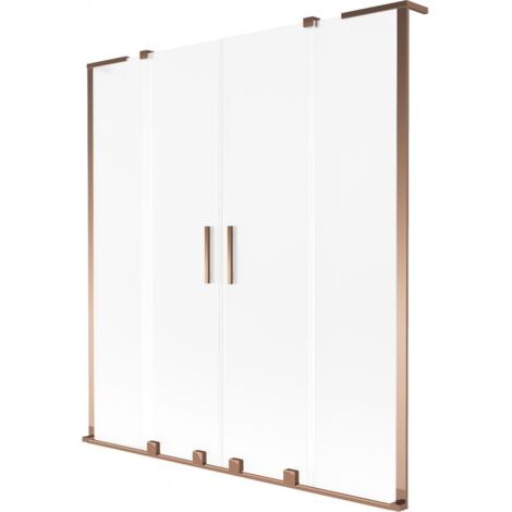 Mexen Velar L Duo Badewannenfaltwand 2-flügelig verschiebbar 160 x 150 cm, Reif, Roségold - 896-160-003-32-60