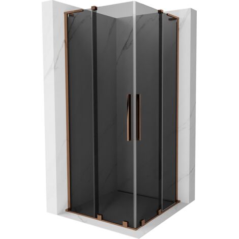 Mexen Velar L Duo cabina de ducha corredera 90 x 90 cm, grafito, oro rosa - 871-090-090-02-43-60