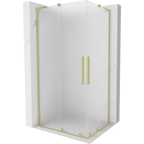 Mexen Velar L Duo cabina de ducha corrediza 90 x 80 cm, escarchado, oro cepillado - 871-090-080-02-33-55