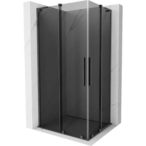 Mexen Velar L Duo cabina doccia scorrevole 100 x 90 cm, grafite, grigio scuro spazzolato - 871-100-090-02-43-66