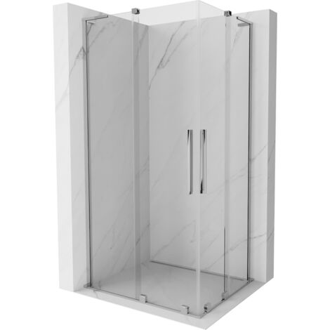 Mexen Velar L Duo cabina doccia scorrevole 100 x 90 cm, trasparente, cromato - 871-100-090-02-03-01