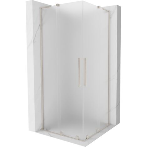 Mexen Velar L Duo cabina doccia scorrevole 90 x 90 cm, smerigliato, nichel spazzolato - 871-090-090-02-33-97