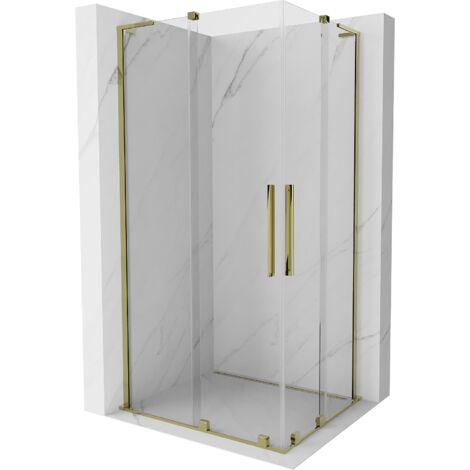Mexen Velar L Duo Duschkabine Schiebetür 100 x 90 cm, transparent, gold - 871-100-090-02-03-50