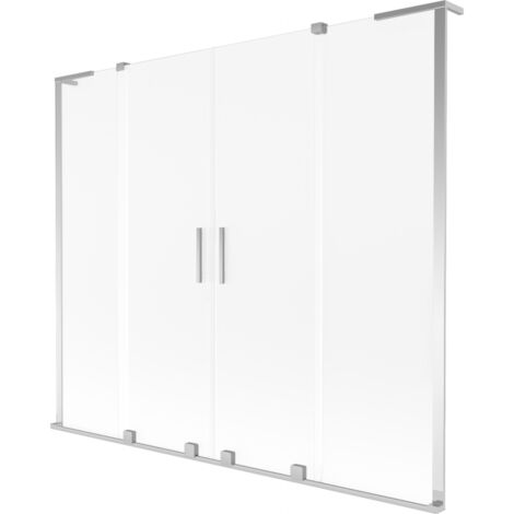 Mexen Velar L Duo mampara de ba帽era corredera de 2 paneles 200 x 150 cm, escarchado, cromo - 896-200-003-32-01