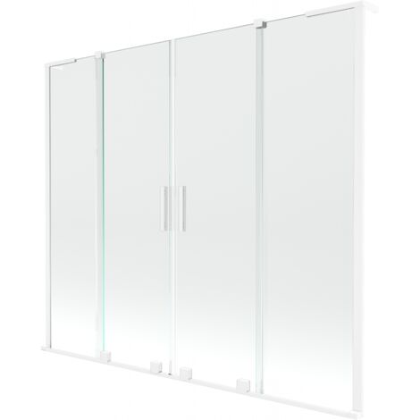 Mexen Velar L Duo paratia per vasca da bagno a 2 ante scorrevoli 200 x 150 cm, trasparente, bianco - 896-200-003-02-20