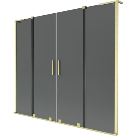 Mexen Velar L Duo paratia per vasca da bagno scorrevole a 2 ante 180 x 150 cm, grafite, oro spazzolato - 896-180-003-42-55