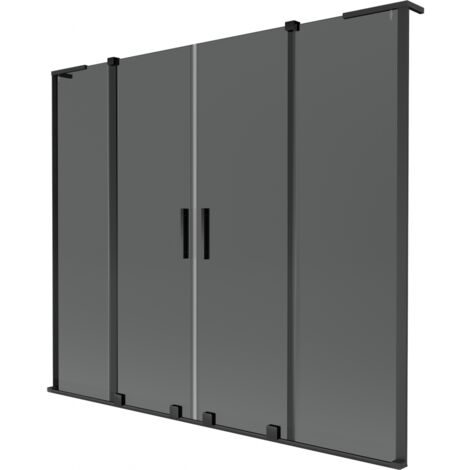 Mexen Velar L Duo paravento da vasca a due ante scorrevole 200 x 150 cm, grafite, nero - 896-200-003-42-70