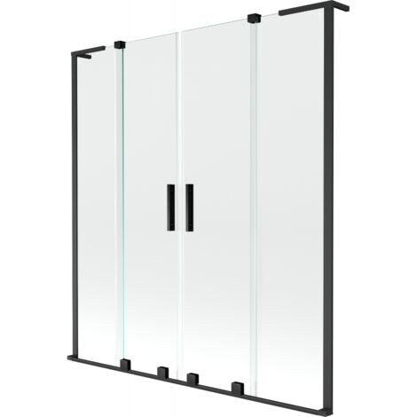 Mexen Velar L Duo pare-baignoire coulissant 2 panneaux 150 x 150 cm, transparent, noir - 896-150-003-02-70