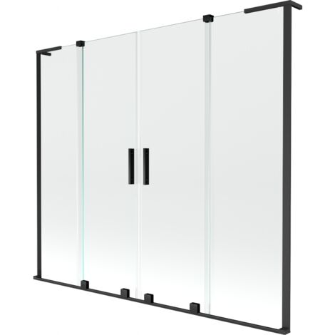 Mexen Velar L Duo pare-douche à 2 volets coulissants 200 x 150 cm, transparent, noir - 896-200-003-02-70