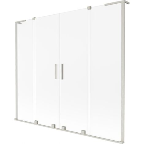 Mexen Velar L Duo paroi de baignoire 2 battants coulissante 180 x 150 cm, givre, nickel brossé - 896-180-003-32-97
