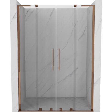 Mexen Velar L Duo porte doccia scorrevoli 150 cm, trasparente, oro rosa - 871-150-003-02-60