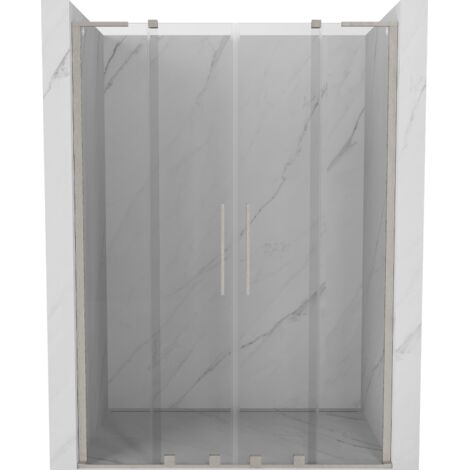Mexen Velar L Duo puerta de ducha corredera 160 cm, transparente, n铆quel cepillado - 871-160-003-02-97