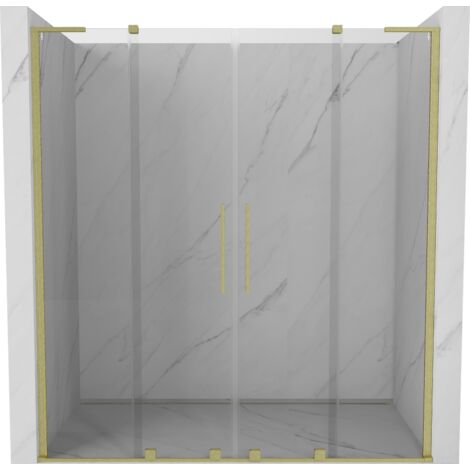 Mexen Velar L Duo puerta de ducha corredera 180 cm, transparente, oro cepillado - 871-180-003-02-55