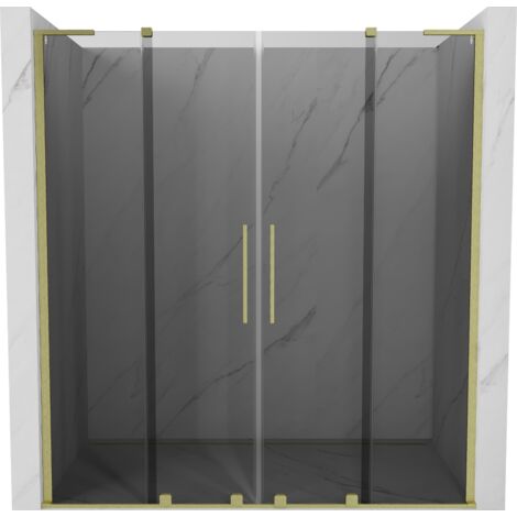 Mexen Velar L Duo puertas de ducha correderas 180 cm, grafito, dorado cepillado - 871-180-003-42-55