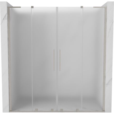 Mexen Velar L Duo puertas de ducha correderas 200 cm, escarchado, n铆quel cepillado - 871-200-003-32-97