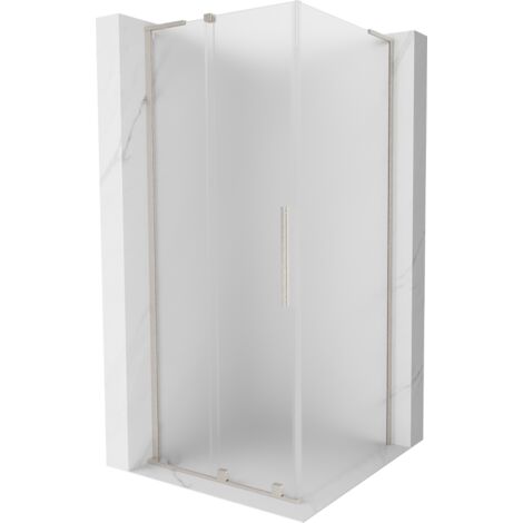Mexen Velar L Duschkabine schiebbar 100 x 100 cm, mattiert, Edelstahl gebürstet - 871-100-100-33-97