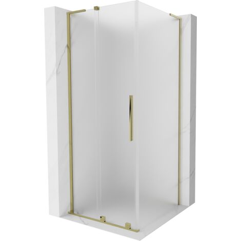 Mexen Velar L Duschkabine schiebbar 110 x 110 cm, satiniert, gold - 871-110-110-33-50