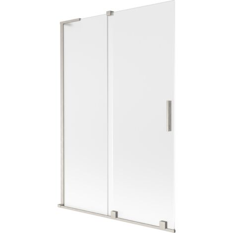 Mexen Velar L Duschwand, 2-flügelig, verschiebbar, 120 x 150 cm, mattiert, gebürstetes Nickel - 896-120-003-31-97