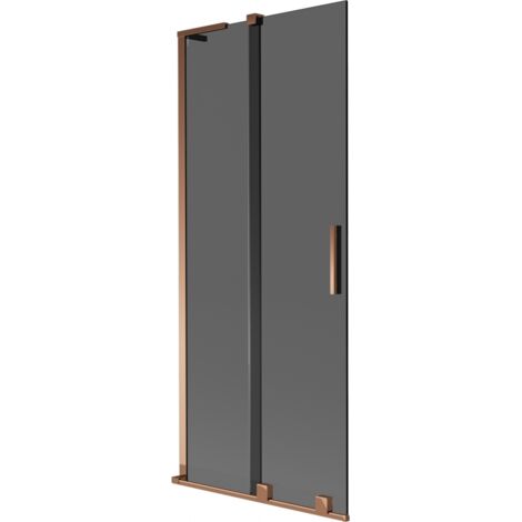 Mexen Velar L mampara de ba帽era 2-paneles deslizante 85 x 150 cm, grafito, oro rosa - 896-085-003-41-60