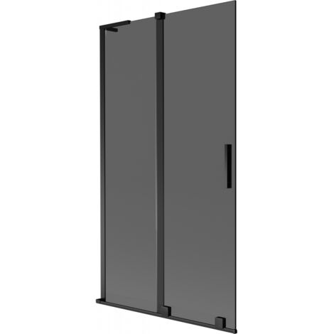 Mexen Velar L mampara de ba帽era de 2 paneles correderos 100 x 150 cm, grafito, negro - 896-100-003-41-70