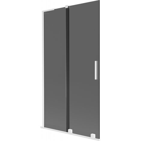 Mexen Velar L mampara de ba帽era de 2 paneles deslizantes 100 x 150 cm, grafito, blanco - 896-100-003-41-20