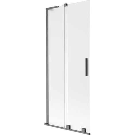 Mexen Velar L mampara de ba帽o 2 hojas correderas 85 x 150 cm, escarchado, gris ca帽贸n cepillado - 896-085-003-31-66