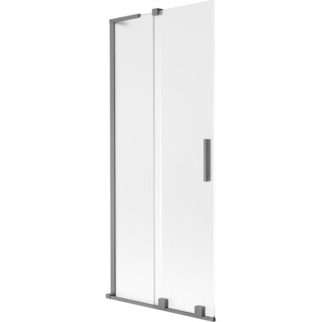 Mexen Velar L mampara de ba帽o de 2 hojas deslizantes 80 x 150 cm, esmerilado, gun metal - 896-080-003-31-95