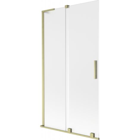 Mexen Velar L mampara de ducha 2 hojas correderas 100 x 150 cm, escarchado, dorado cepillado - 896-100-003-31-55