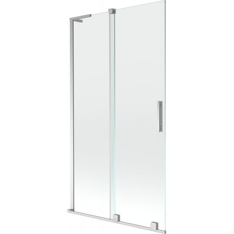 Mexen Velar L mampara de ducha 2 paneles corredizos 100 x 150 cm, transparente, cromo - 896-100-003-01-01