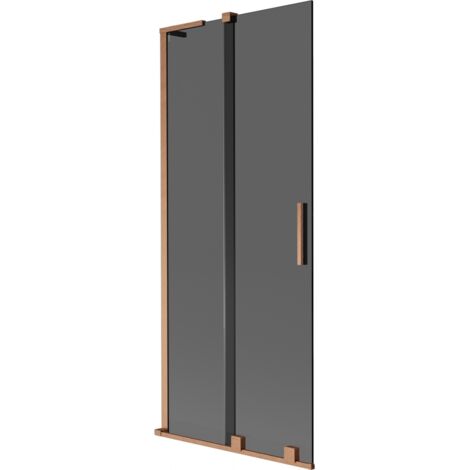 Mexen Velar L mampara de ducha 2-paneles corredizos 85 x 150 cm, grafito, cobre cepillado - 896-085-003-41-65