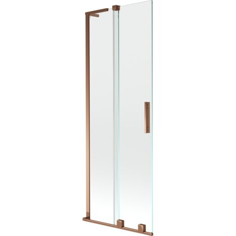 Mexen Velar L mampara de ducha 2 paneles deslizantes 70 x 150 cm, transparente, oro rosa - 896-070-003-01-60