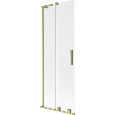Mexen Velar L mampara de ducha corredera de 2 hojas 75 x 150 cm, escarchado, dorado cepillado - 896-075-003-31-55