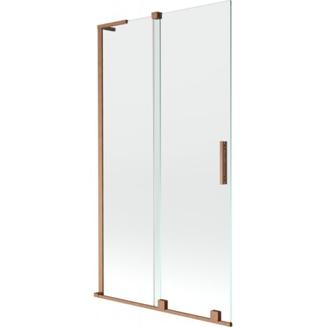 Mexen Velar L mampara de ducha corredera de 2 puertas 100 x 150 cm, transparente, cobre cepillado - 896-100-003-01-65