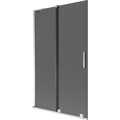 Mexen Velar L mampara de ducha de 2 hojas corredera 110 x 150 cm, grafito, cromo - 896-110-003-41-01