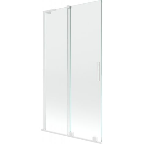 Mexen Velar L mampara de ducha de 2 hojas correderas 100 x 150 cm, transparente, blanco - 896-100-003-01-20