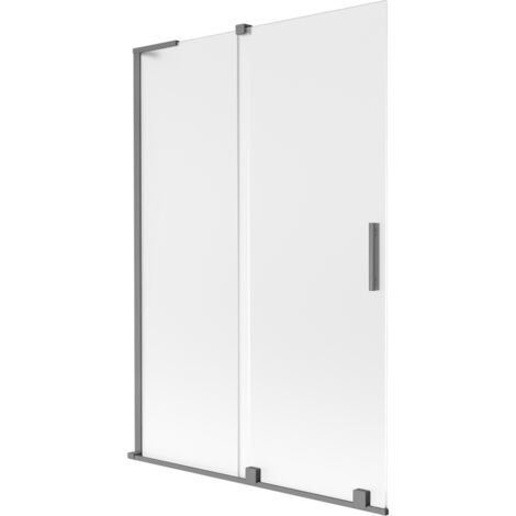 Mexen Velar L mampara de ducha deslizable de 2 alas 120 x 150 cm, escarcha, gun metal - 896-120-003-31-95