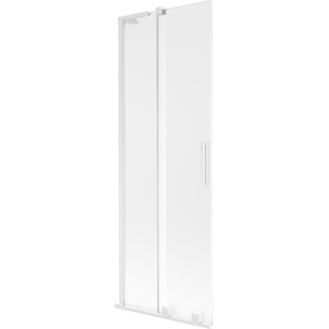 Mexen Velar L mampara de ducha deslizante de 2 paneles 75 x 150 cm, escarchado, blanco - 896-075-003-31-20