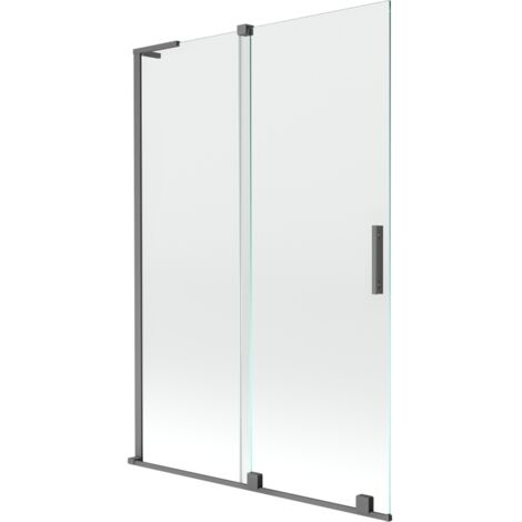 Mexen Velar L paratia da doccia a 2 ante scorrevoli 120 x 150 cm, trasparente, metallo canna di fucile - 896-120-003-01-95